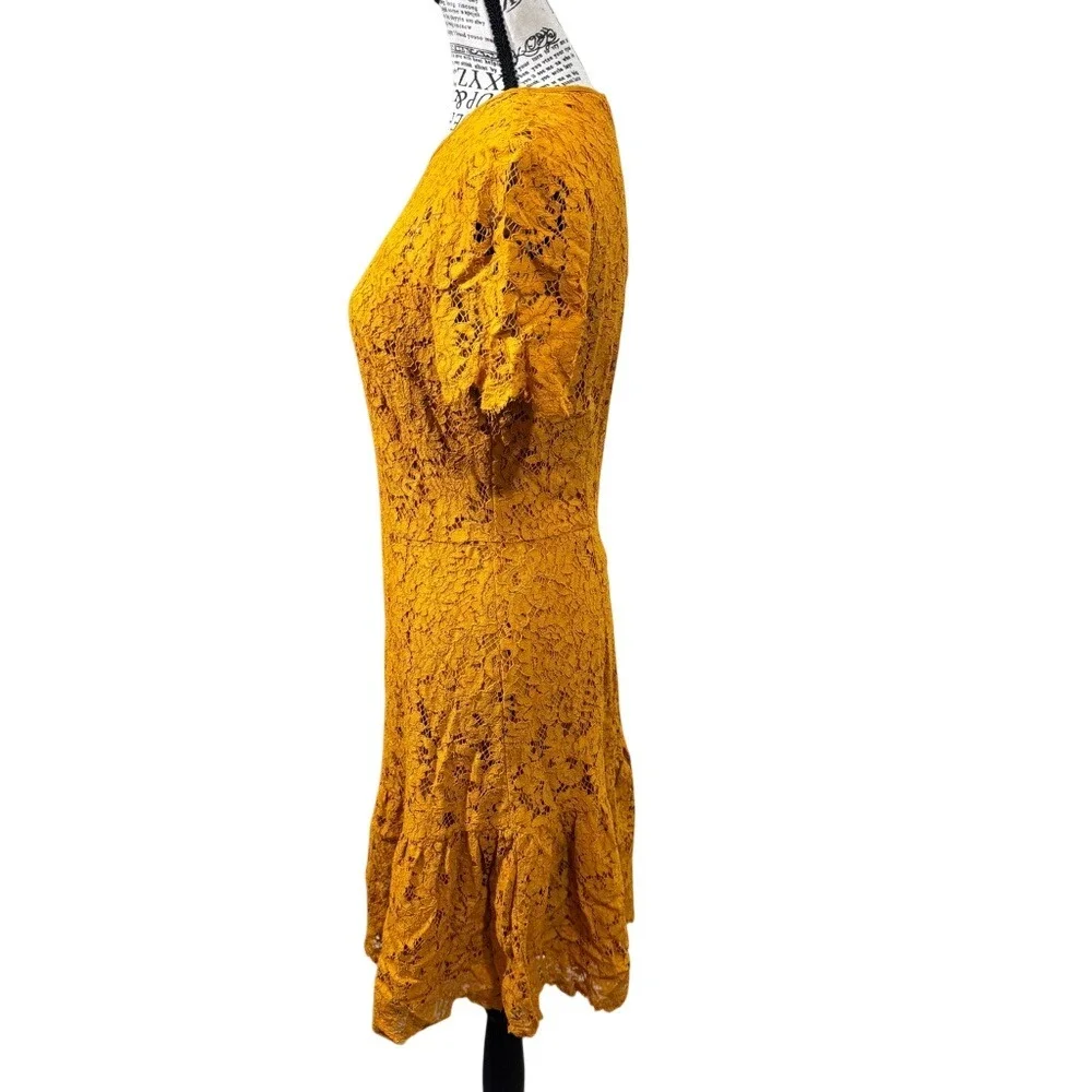 Michael Kors Mustard Lace Midi Dress‎